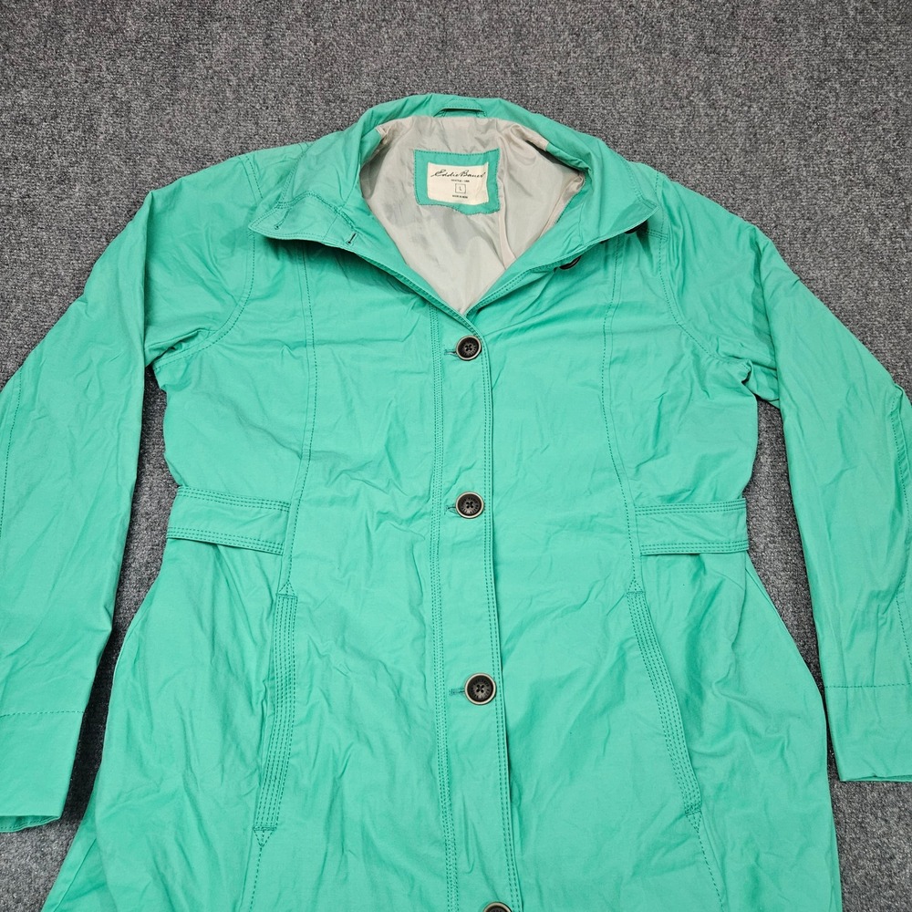 Eddie Bauer Jacket L Teal Button Front Lightweight Lined Spring‎ Coat Rain Coat - Picture 4 of 11
